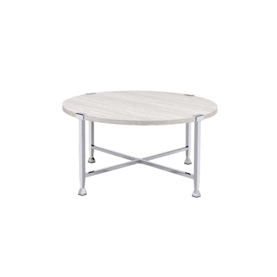 Brecon - Coffee Table - White Oak & Chrome - Grand Furniture GA