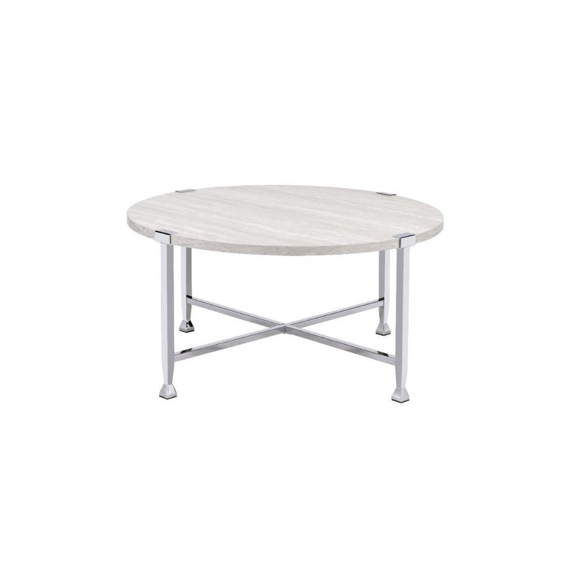 Brecon - Coffee Table - White Oak & Chrome - Grand Furniture GA