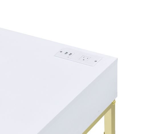 Coleen - Desk - White & Brass Finish - Grand Furniture GA