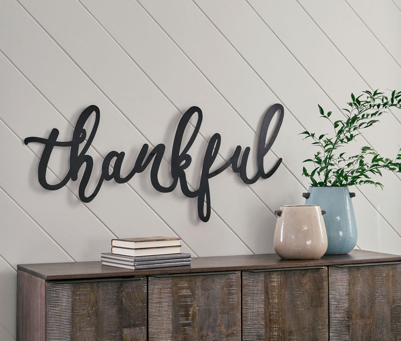 Emalee - Black - Wall Decor - Thankful.