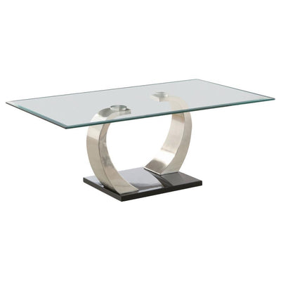 Pruitt - Glass Top Coffee Table - Clear and Satin.