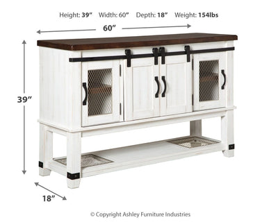 Valebeck - White / Brown - Dining Room Server.