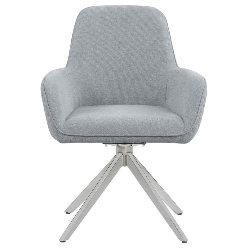 Abby - Flare Arm Side Chair - Light Gray And Chrome - Grand Furniture GA