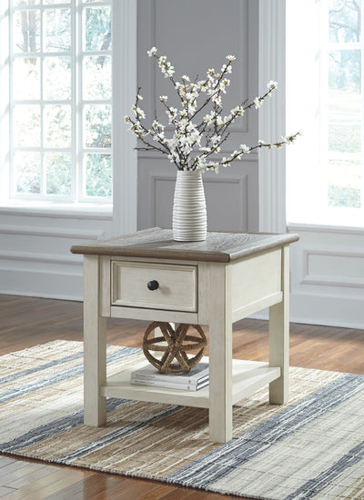 Bolanburg - White / Brown / Beige - Rectangular End Table.