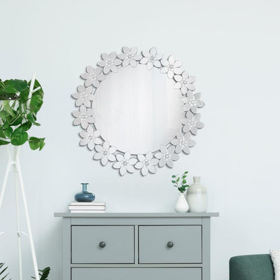 Cordelia - Round Floral Frame Wall Mirror.