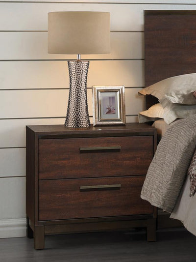 Edmonton - 2-Drawer Nightstand - Rustic Tobacco.