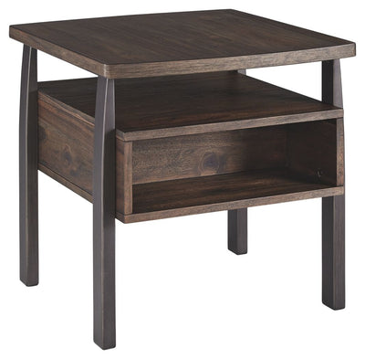 Vailbry - Dark Brown - Rectangular End Table.