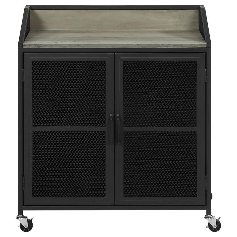 Arlette - Wine Cabinet With Wire Mesh Doors - Grey Wash and Sandy Black.