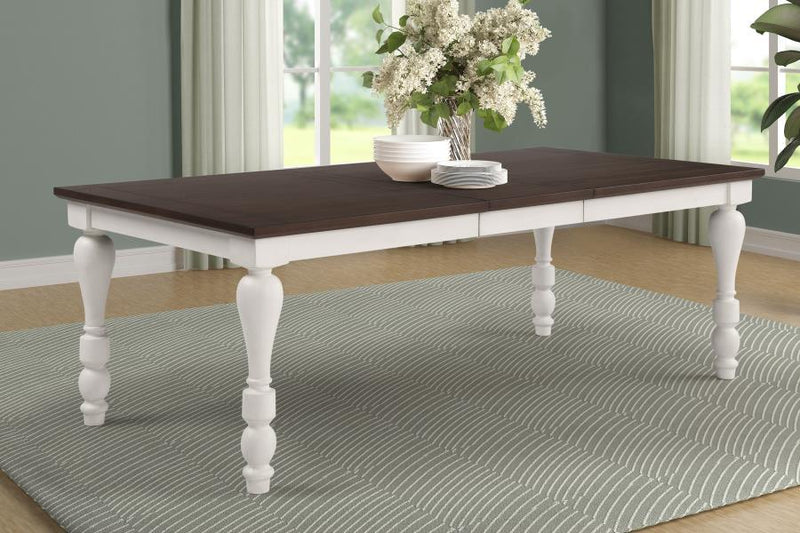 Madelyn - Dining Table With Extension Leaf - Dark Cocoa And Coastal White