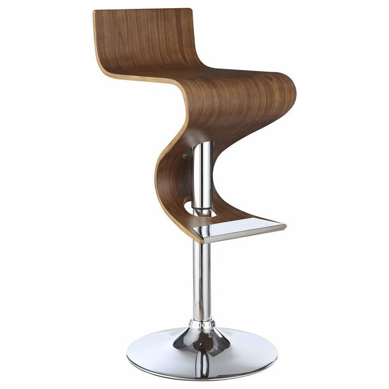 Covina - Adjustable Bar Stool - Walnut And Chrome - Adjustable Height - Grand Furniture GA