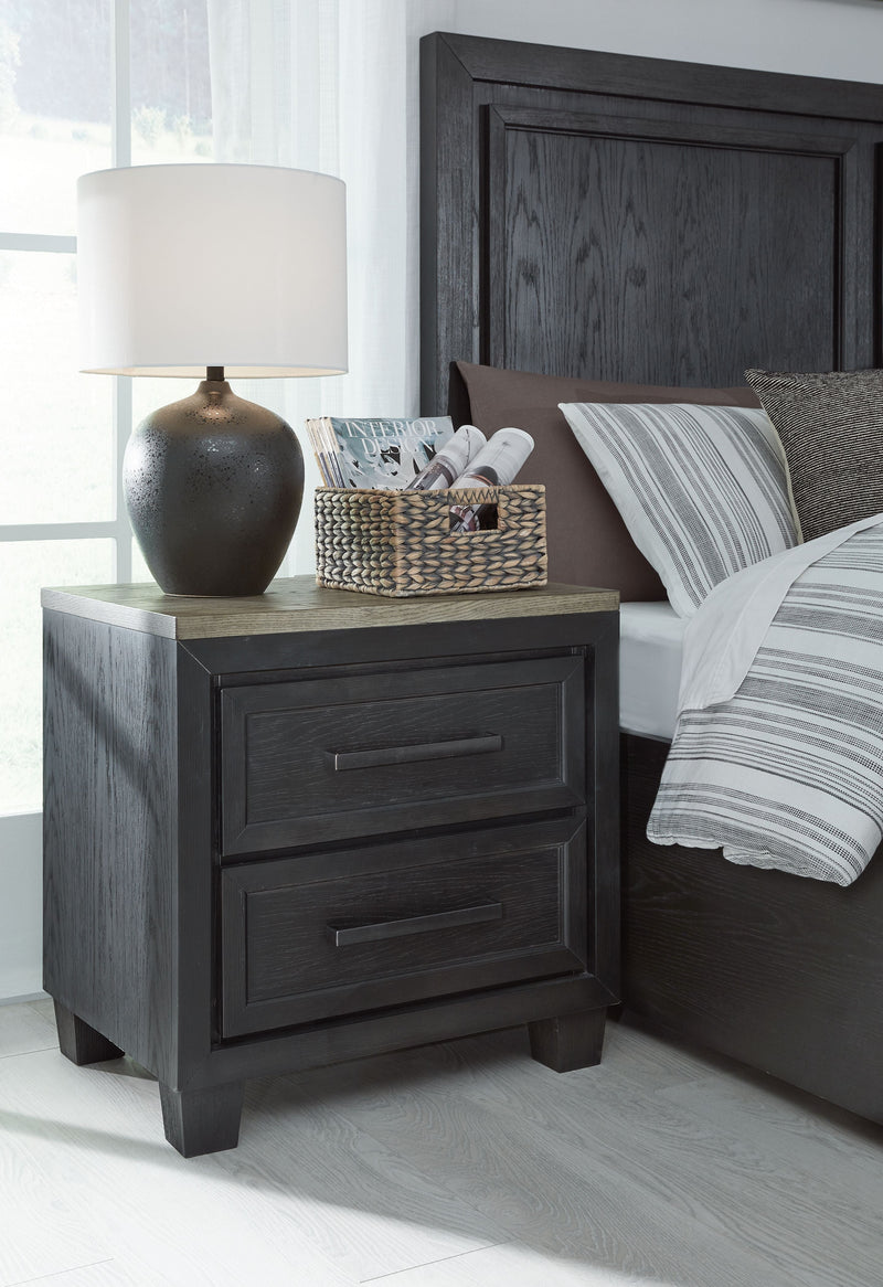 Foyland - Black / Brown - Two Drawer Night Stand.