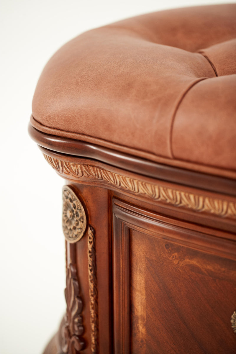 Cortina - Leather Bedside Bench - Honey Walnut.