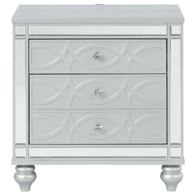 Gunnison - 2-Drawer Nightstand - Silver Metallic.