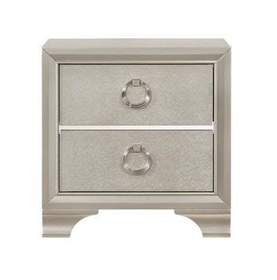 Salford - 2-Drawer Nightstand - Metallic Sterling.