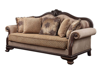 Chateau De Ville - Sofa - Fabric & Espresso Finish - Grand Furniture GA