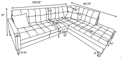 Barton - Upholstered Tufted Sectional - Toast and Brown.