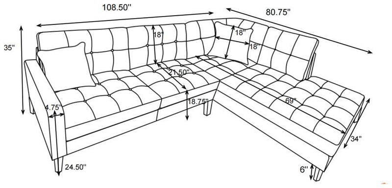 Barton - Upholstered Tufted Sectional - Toast and Brown.