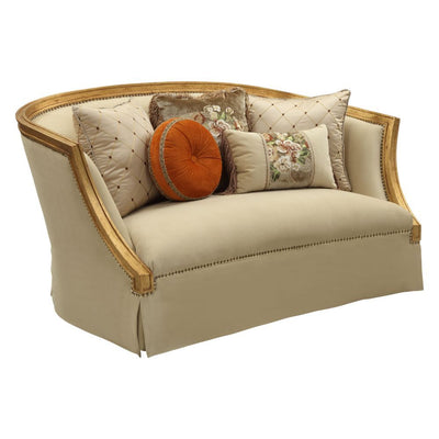 Daesha - Loveseat - Tan Flannel & Antique Gold - Grand Furniture GA