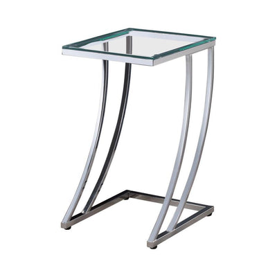 Cayden - Rectangular Top Accent Table - Chrome and Clear.