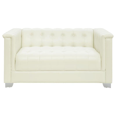 Chaviano - Tufted Upholstered Loveseat - Pearl White.