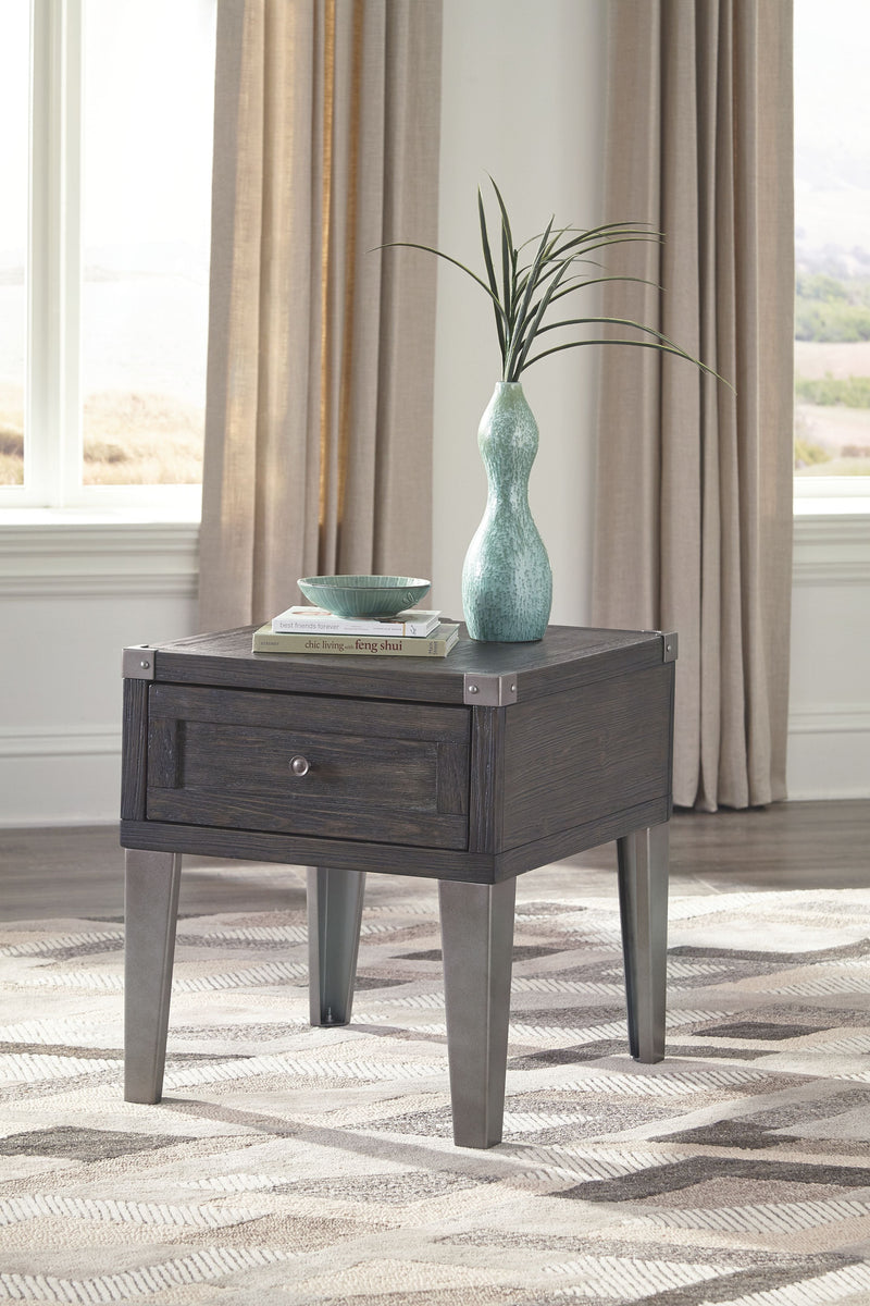 Todoe - Dark Gray - Rectangular End Table.