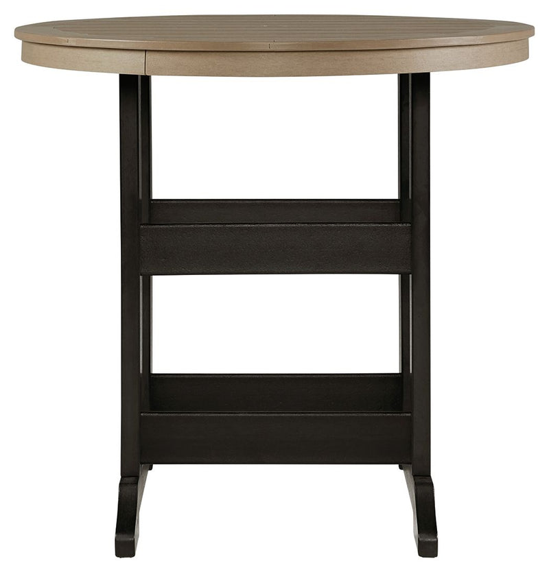 Fairen Trail - Black / Driftwood - Round Bar Table W/Umb Opt.