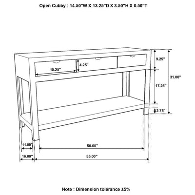 Esther - 3-Drawer Storage Console Table - Natural Sheesham.