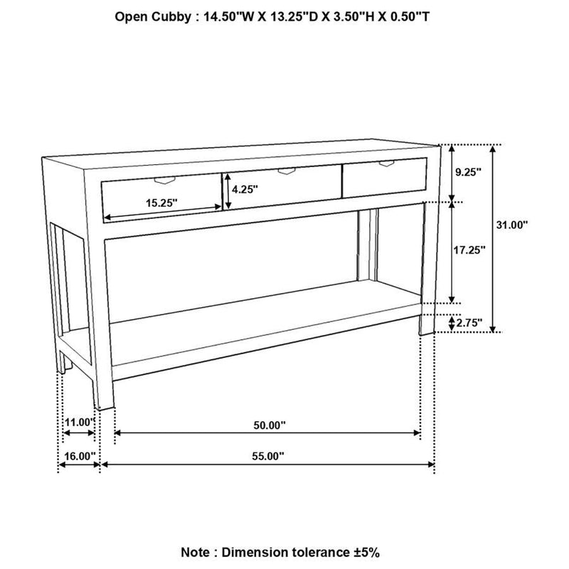 Esther - 3-Drawer Storage Console Table - Natural Sheesham.