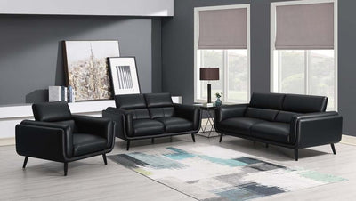 Shania - Track Arms Loveseat With Tapered Legs - Black.