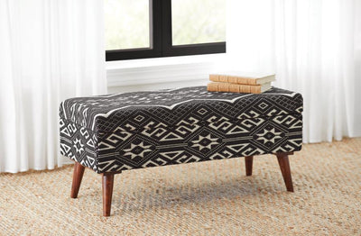 Cababi - Upholstered Storage Bench - Black and White.