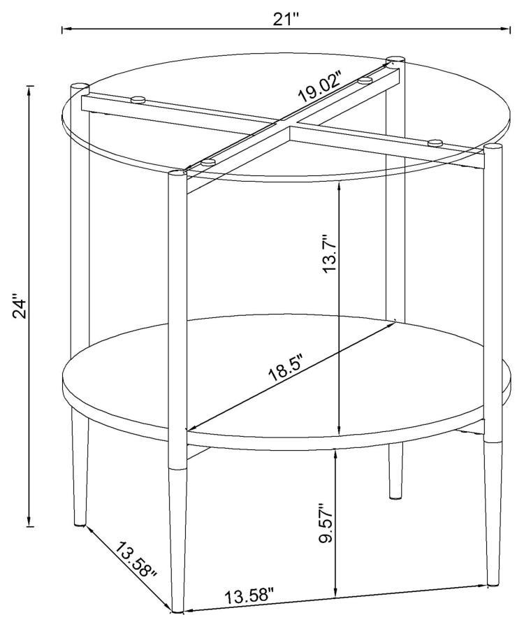 Cadee - Round Glass Top End Table - Clear and Chrome.