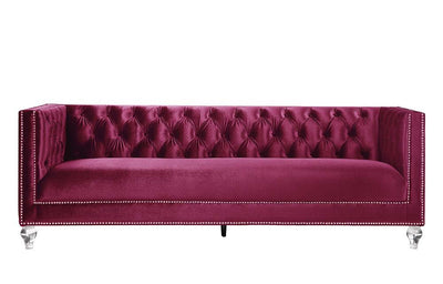 Heibero - Sofa - Burgundy Velvet - Grand Furniture GA