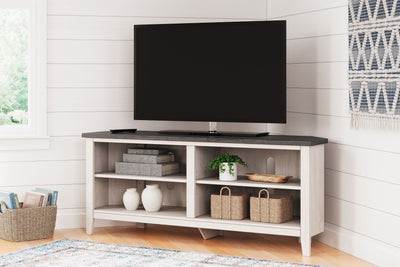 Dorrinson - Two-tone - Medium Corner TV Stand.