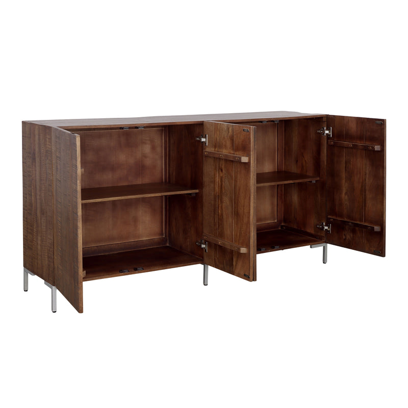 Bahari Chatter - Four Door Credenza - Brown & Silver.