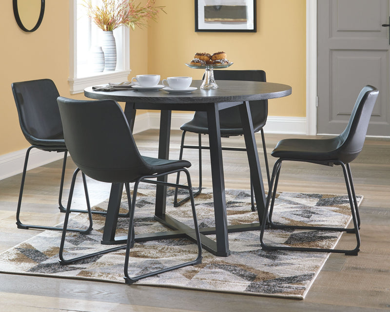 Centiar - Black / Gray - Round Dining Room Table.