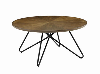 Brinnon - Round Coffee Table - Dark Brown And Black.