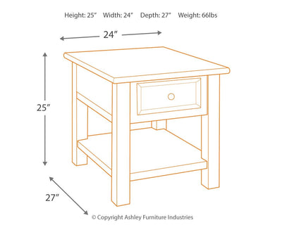 Tyler - Grayish Brown / Black - Rectangular End Table.