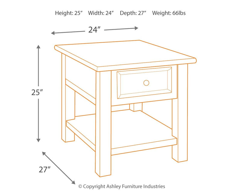 Tyler - Grayish Brown / Black - Rectangular End Table.