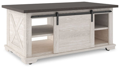 Dorrinson - White / Black / Gray - Rectangular Cocktail Table.