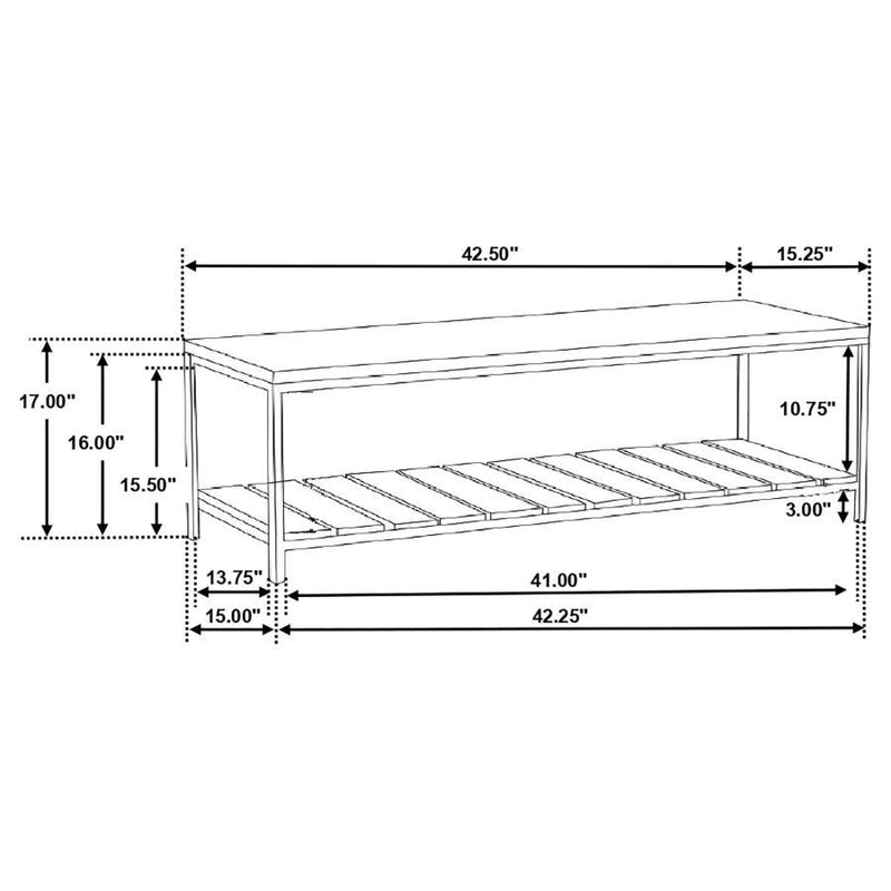 Gerbera - Accent Bench With Slat Shelf - Natural and Gunmetal.