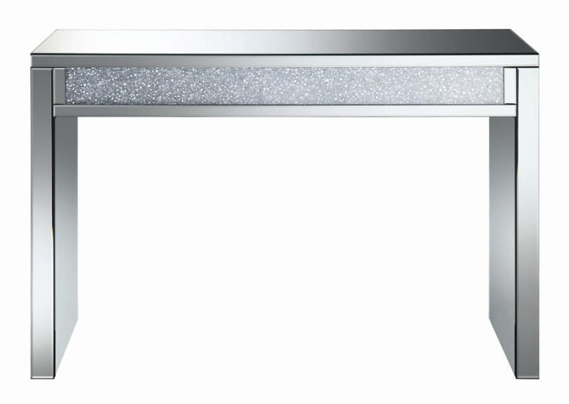 Gillian - Rectangular Sofa Table - Silver and Clear Mirror.