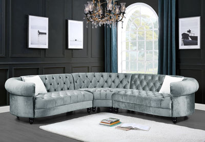 Qulan - Sectional Sofa - Light Blue Velvet - Grand Furniture GA