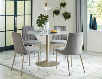 Barchoni - White / Gray - 5 Pc. - Dining Room Table, 4 Side Chairs.