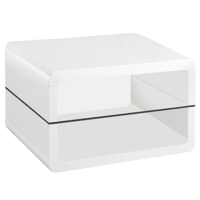 Elana - Square 2-Shelf End Table - Glossy White.