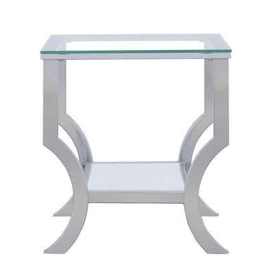 Saide - Square End Table With Mirrored Shelf - Chrome.