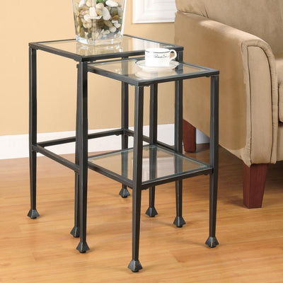 Leilani - 2 Piece Glass Top Nesting Tables - Black