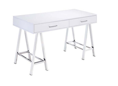 Coleen - Vanity Desk - White High Gloss & Chrome Finish - Grand Furniture GA