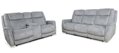 Linus - Power Reclining Sofa Loveseat And Recliner - Hudson Grey