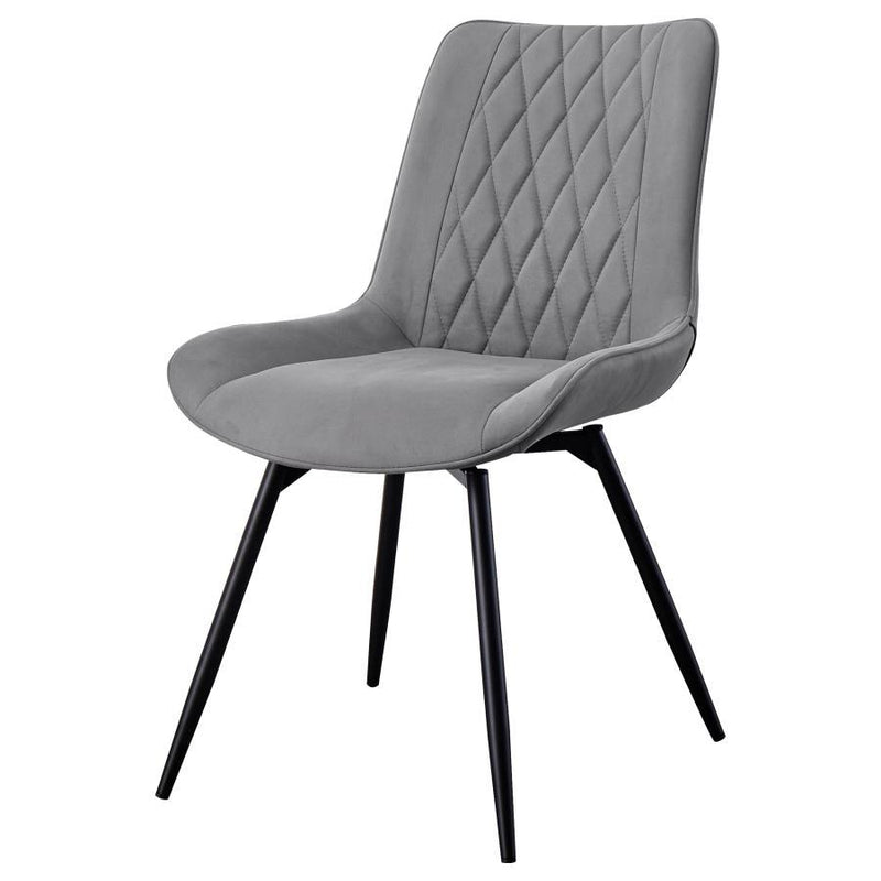Diggs - Upholstered Tufted Swivel Dining Chairs (Set of 2) - Grey and Gunmetal.