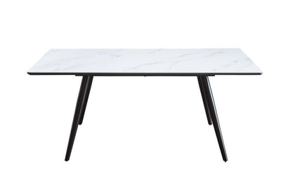 Caspian - Dining Table - White Printed Faux Marble & Black Finish - Grand Furniture GA